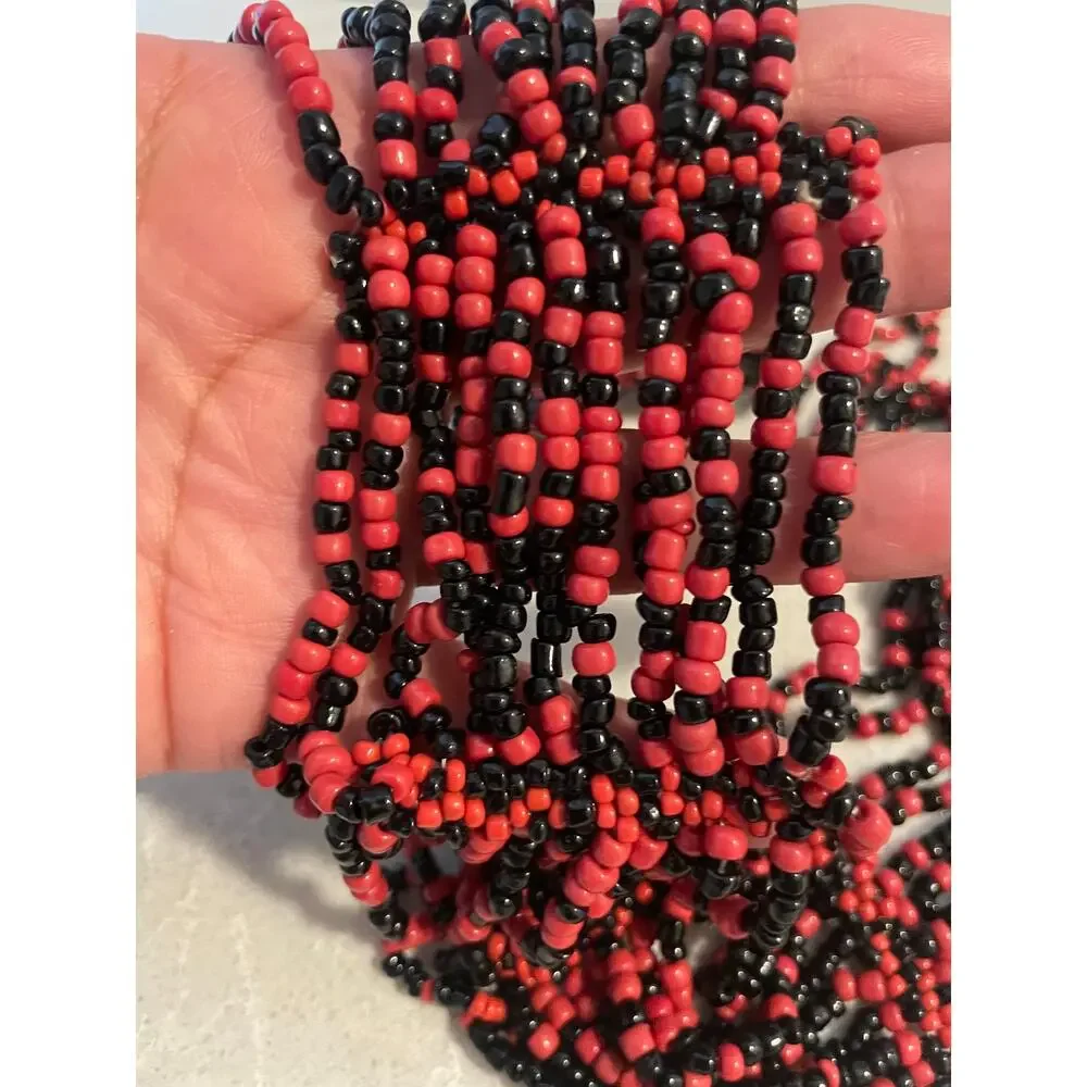 Multi stranded Necklace red and black beads statement piece jewerly
